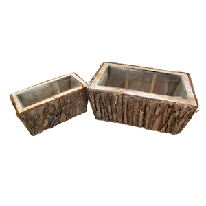 Set of Two Rectangular Planter Basket Containers - Flower Garden Plant Pot