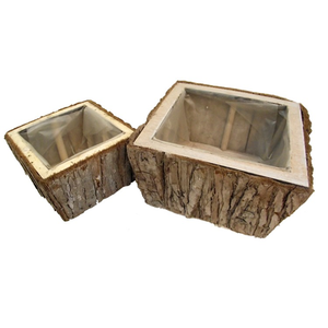 Set of Two Square Planter Basket Containers - Flower Garden Plant Pot