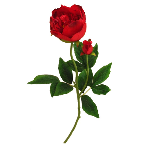 62cm Red Peony Spray - Silk Artificial Single Stem Valentines