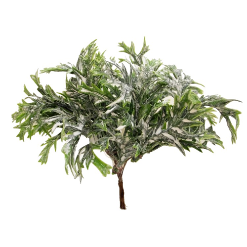 14cm Christmas Glittered Green Snowy Foliage Pick - Xmas Artificial Greenery  (XB18+S)