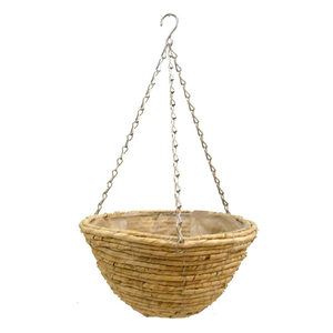 12" Corn Rope Round Lined Hanging Basket