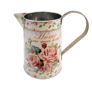 15 cm Metal Round Jug with Handle 'Home Sweet Home' Rose Design