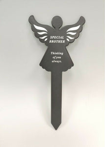 Black & White Plastic Memorial Angel Cherub Stake Graveside Spike Crematorium