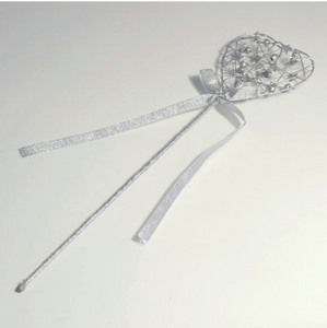 Silver Glitter Heart 40cm - Wedding Bridesmaid Flower Wand