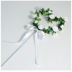 White Wedding Bridesmaid Polyfoam Rose Flower Wand 43cm