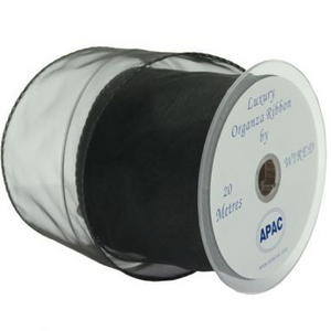 70mm Black Wired Edge Organza Ribbon