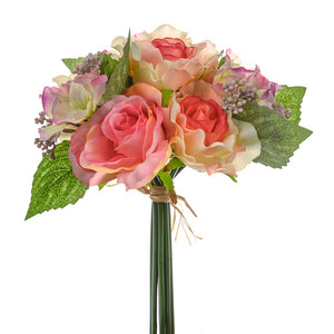 29 cm Pink Artificial Rose & Hydrangea Bouquet