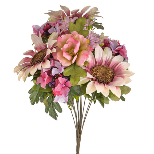50cm Artificial Sunflower Daisy Mixed Flower Bush Pink