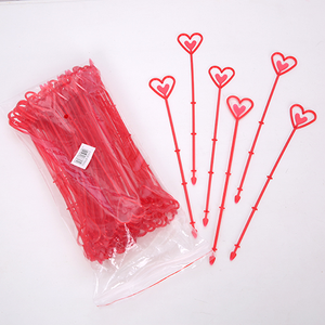 Pack of 75 x Red Plastic Heart Cardettes Card Holder - Valentines Flower Artificial