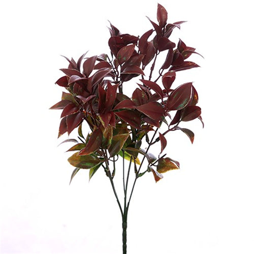 33cm Plastic Ruscus Bush Red/Green
