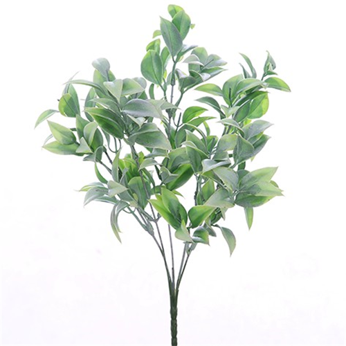 33cm Artificial Plastic Ruscus Leaf Bush Green - Greenery
