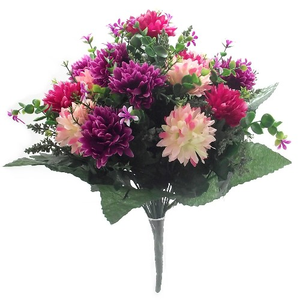 41cm Spiky Mum Large Mixed Bush Pink/Cerise/Wine