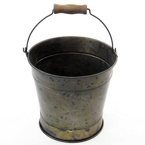 15.5cm Metal Rustic Pot with Wooden Handle