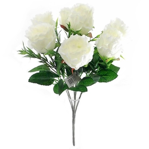 38cm Crinkled Edge Rosebud Bundle Ivory with Grass - Artificial Flower