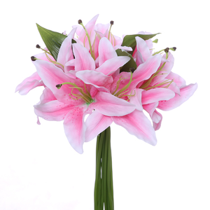 33 cm Artificial Oriental Lily Bunch Light Pink