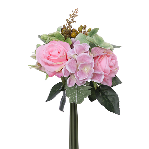 28 cm Rose, Hydrangea & Berry Bundle Pink/Green