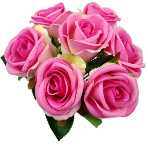 26 cm Artificial Dark Pink Velvet Touch Open Rose