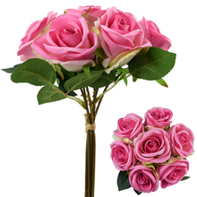 Load image into Gallery viewer, 26 cm Artificial Dark Pink Velvet Touch Open Rose