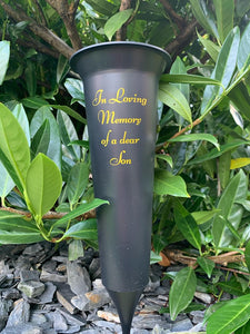 Memorial Plastic Black Flower Vase Grave Crem Spike Vase Pot Remembrance Tribute