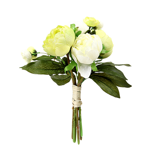 32cm Large Peony Bundle Bouquet (8 stems) Ivory/Green