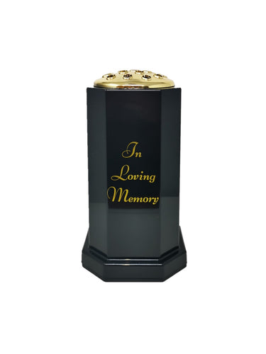 Large Memorial Grave Flower Pot Vase Hex Graveside Tribute Remembrance - Gold Insert