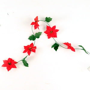 3ft Artificial Red Poinsettia Garland - 5 Large Heads - Christmas Xmas Decoration