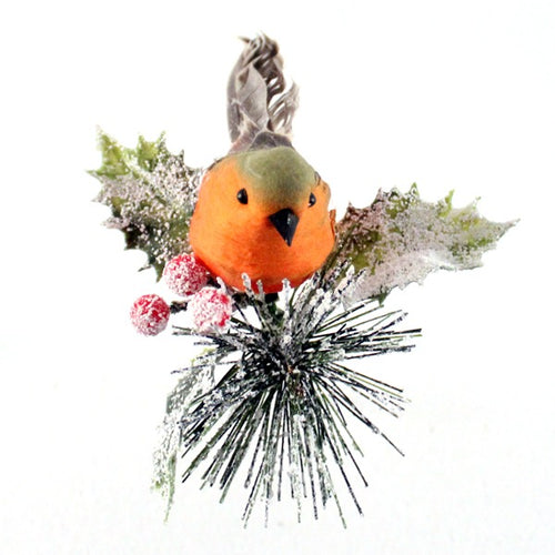 Robin Pick with Holly Spruce Berries - Christmas Artificial Xmas Wreath