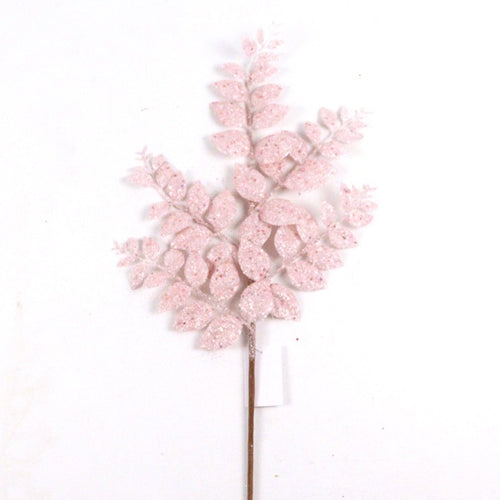 68cm Pink Artificial Glittered Leaf Branch Spray - Christmas Decoration Xmas (XB32)