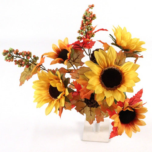 Large Sunflower Autumn Bunch - Red Orange - Artificial Foliage