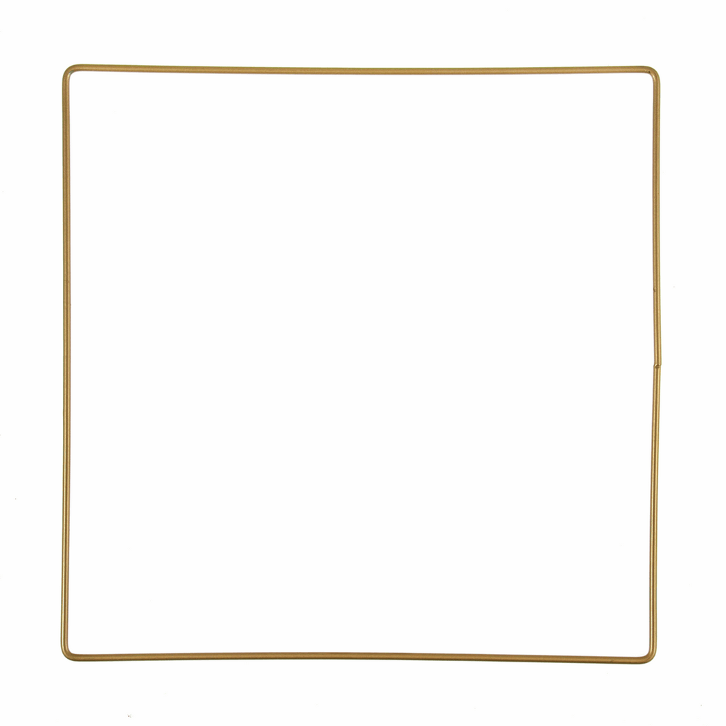 20cm Gold Metal Square - Craft Hoop Wire Frame - Christmas Wreath Artificial