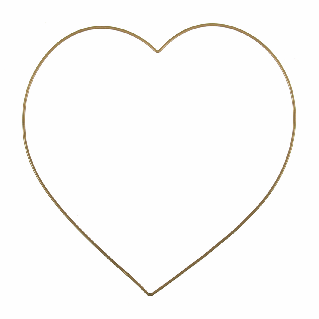 20cm Gold Metal Heart - Craft Hoop Wire Frame - Christmas Wreath Artificial