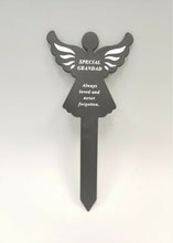 Load image into Gallery viewer, Black &amp; White Plastic Memorial Angel Cherub Stake Graveside Spike Crematorium