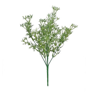 36cm Heather Bud Bush White with Foliage - Artificial Flower