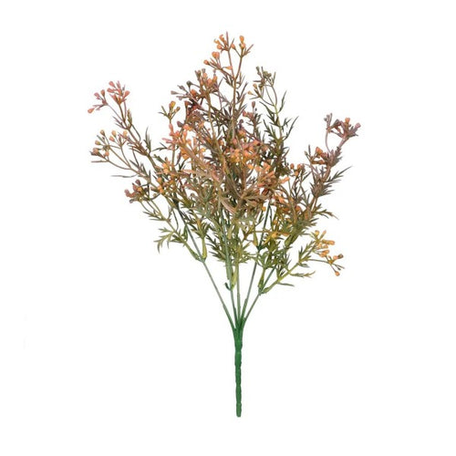 36cm Heather Bud Bush Brown with Foliage - Artificial Flower