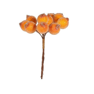 Box of 12 x 10cm Orange Berries on a Pick - Christmas Wreath Garland Decoration