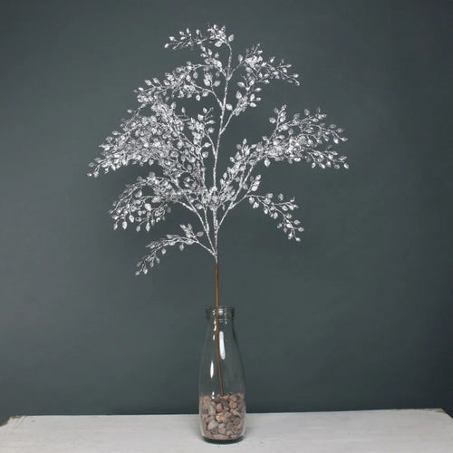70cm Glitter Mini Leaf Spray Silver Branch - Christmas Xmas Artificial Greenery (XB32)