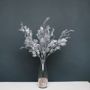 50cm Large Silver Glitter Holly Bush - Christmas Xmas Artificial Greenery