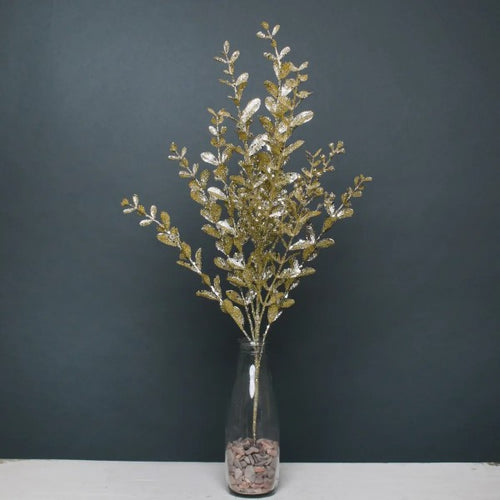 57cm Large Gold Glitter Boxwood Spray - Christmas Xmas Artificial Greenery (XB31)