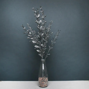 57cm Large Pewter Glitter Boxwood Spray - Christmas Xmas Artificial Greenery