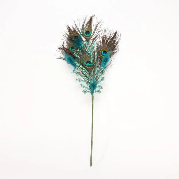 55cm Large Peacock Blue Feather Stem Christmas Xmas Artificial