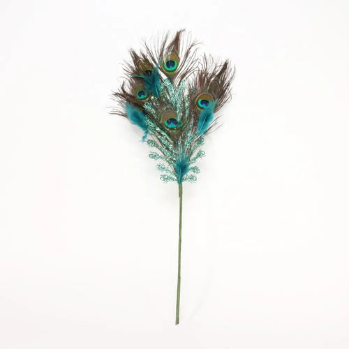 55cm Large Peacock Blue Feather Stem - Christmas Xmas Artificial