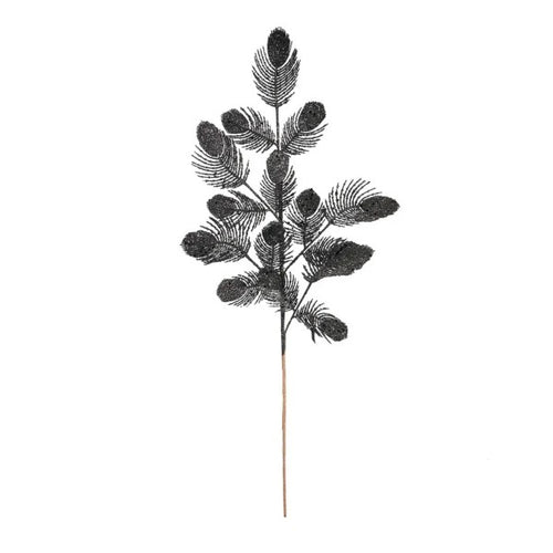 70cm Large Black Glitter Feather Spray - Christmas Xmas Artificial (XB33)
