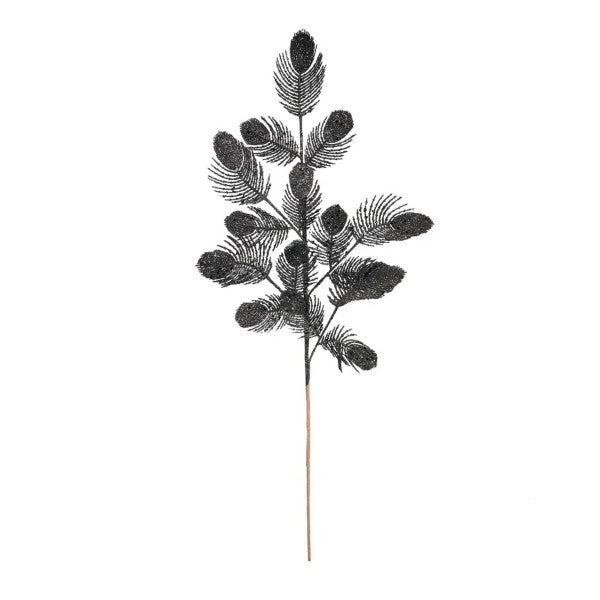 70cm Large Black Glitter Feather Spray - Christmas Xmas Artificial (XB33)