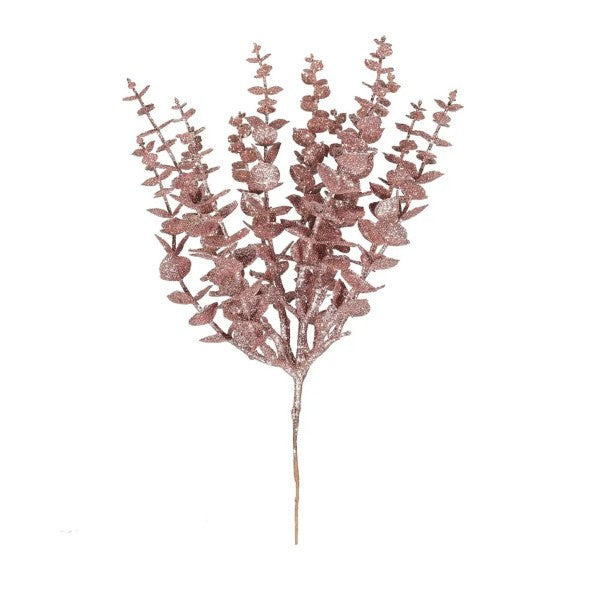 35cm Pink Glitter Eucalyptus Bush - Christmas Xmas Artificial Greenery