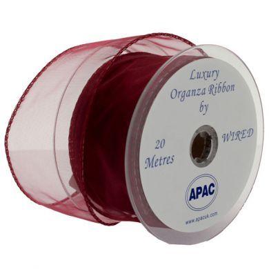 70mm Burgundy Wired Edge Organza Ribbon