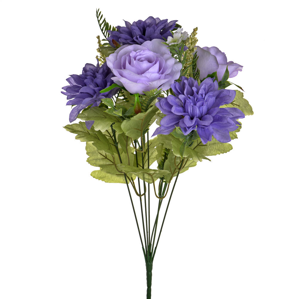 Artificial Purple Rose and Dahlia Bush 42 cm