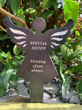 Load image into Gallery viewer, Black &amp; White Plastic Memorial Angel Cherub Stake Graveside Spike Crematorium