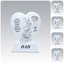 Load image into Gallery viewer, White Silver Double Heart Floral Memorial - Remembrance Graveside Plaque Tribute