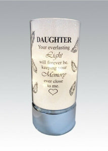 Memorial Light Up Tube - Thoughts Of You Feather Heart Verse Memory Remembrance