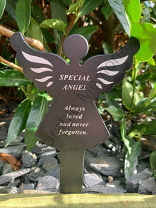 Black & White Plastic Memorial Angel Cherub Stake Graveside Spike Crematorium